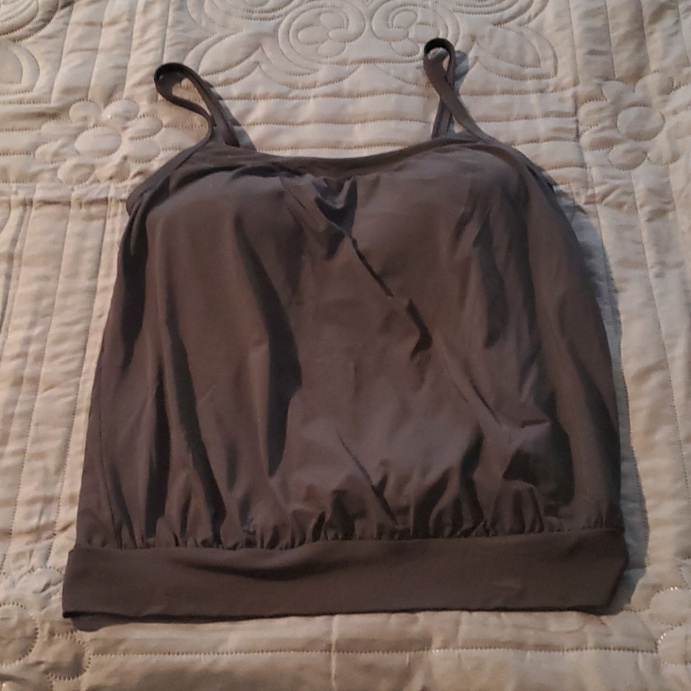 Lands End Black Blouson Tummy Hiding Tanki…